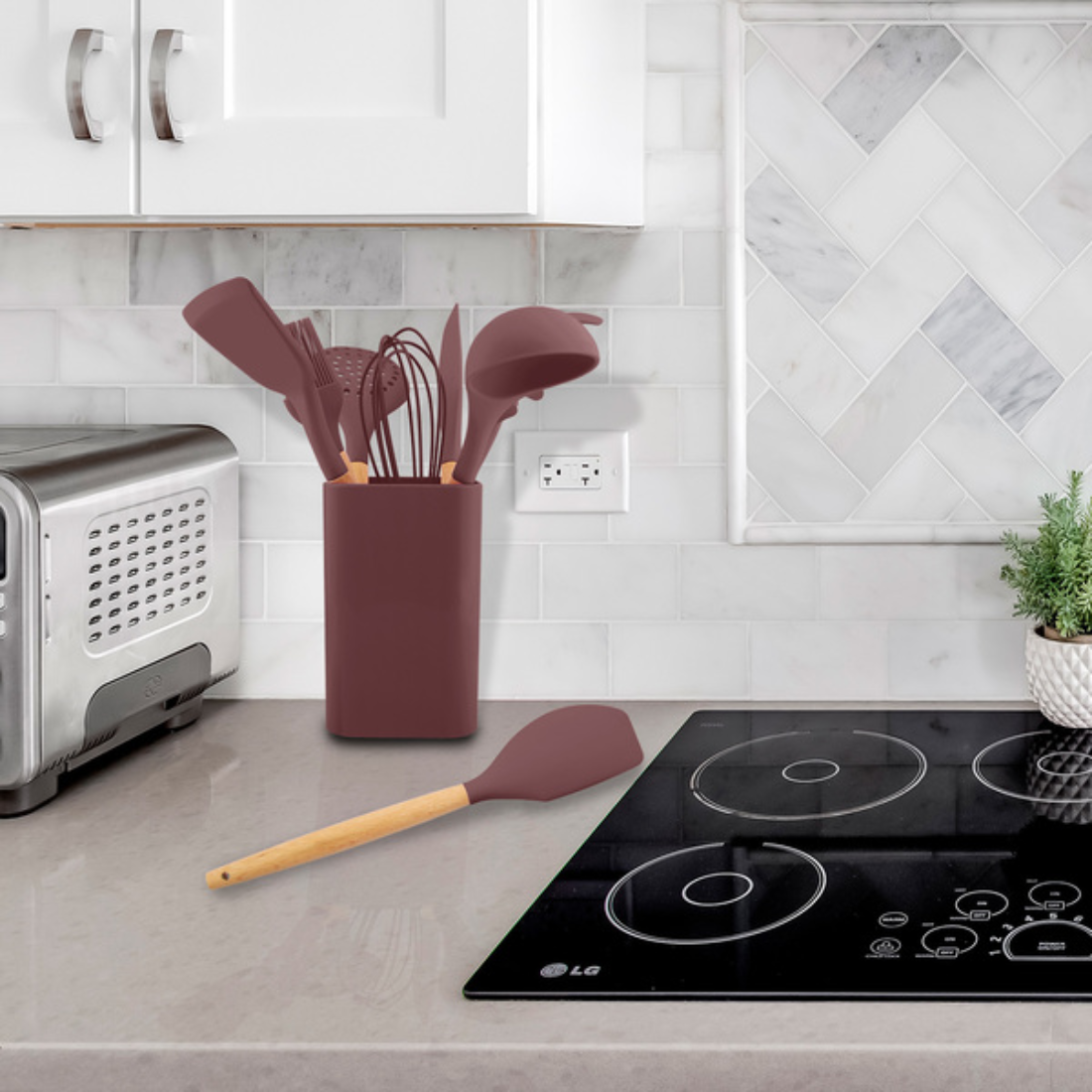 Utensilios de Cocina · 8 piezas · Silicona y Madera