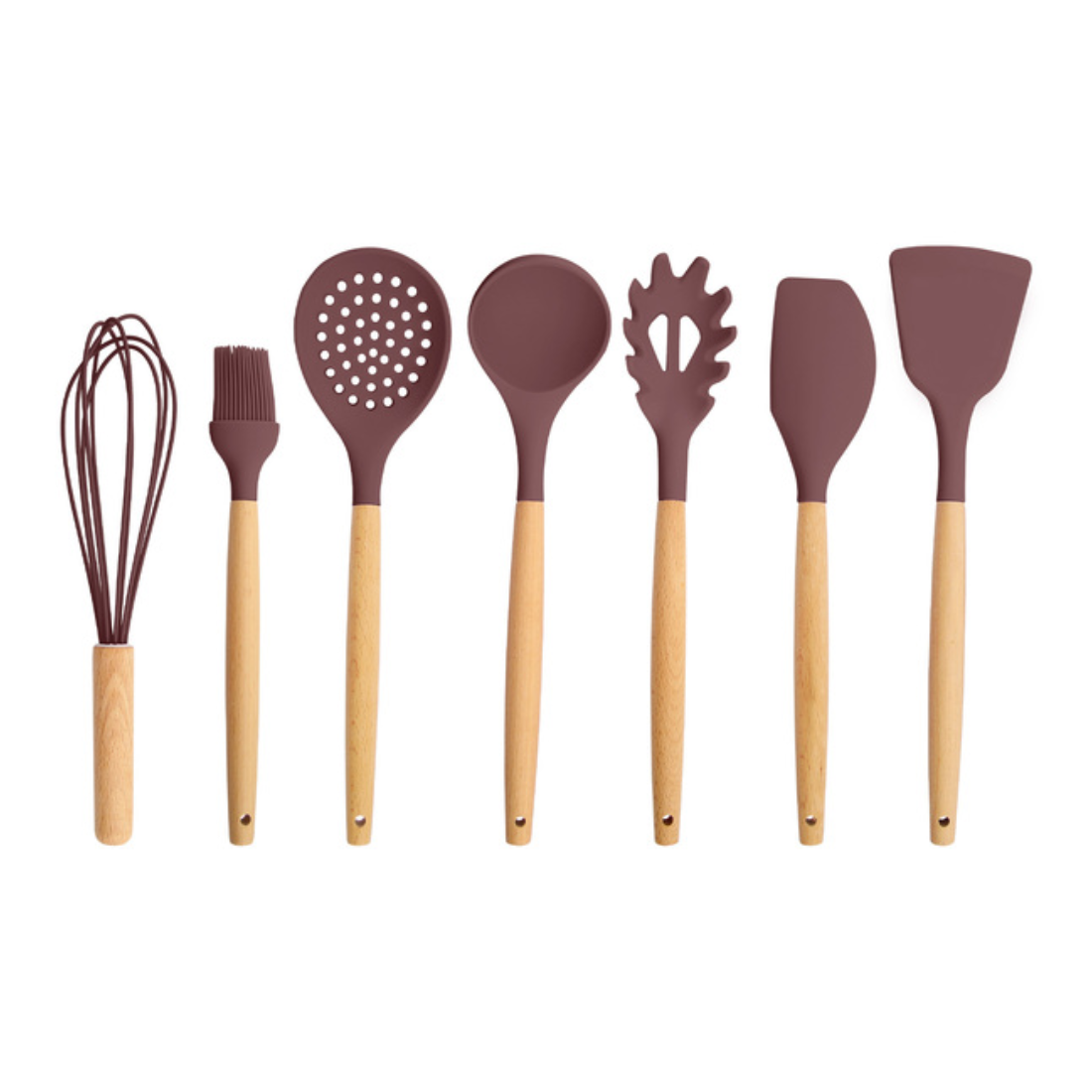 Utensilios de Cocina · 8 piezas · Silicona y Madera