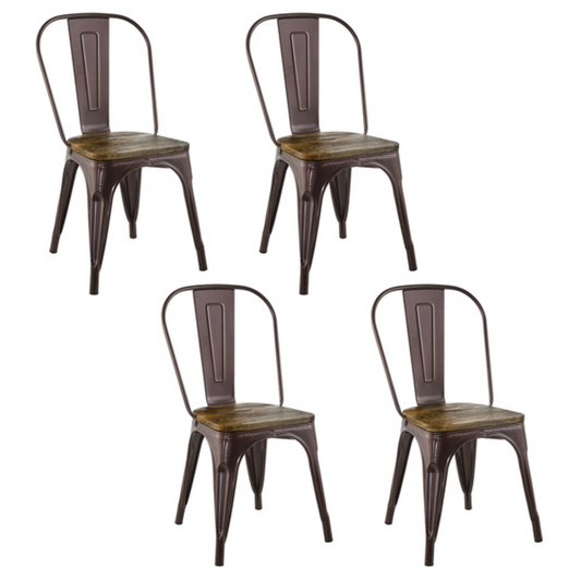 4 Sillas Venus · Asiento de Madera · Industrial · Café