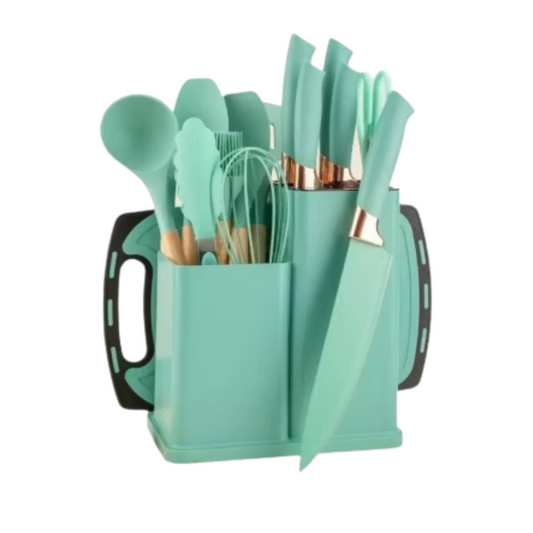 Utensilios de Cocina · 19 piezas · Verde Agua
